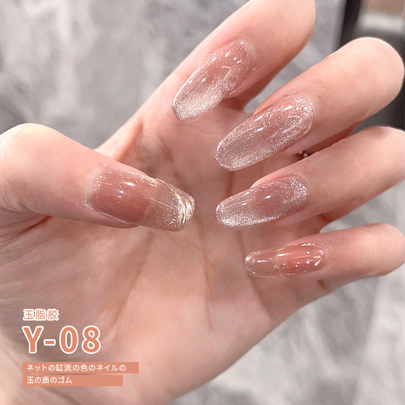 Popular en línea popular color nude hielo transparente Jade grasa pegamento suave blanco todo partido jalea color esmalte de uñas pegamento fototerapia para salón de uñas