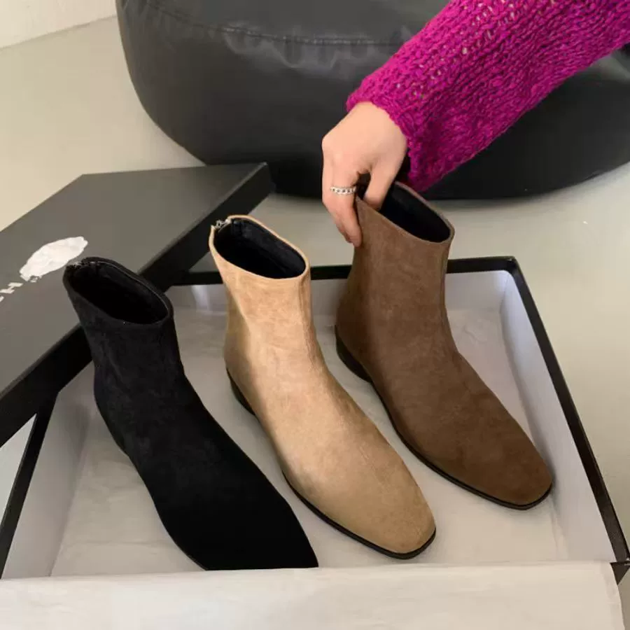 2024 осень и зима новые маленькие ботильоны сапоги толстые каблуки женские сапоги ретро тощие сапоги