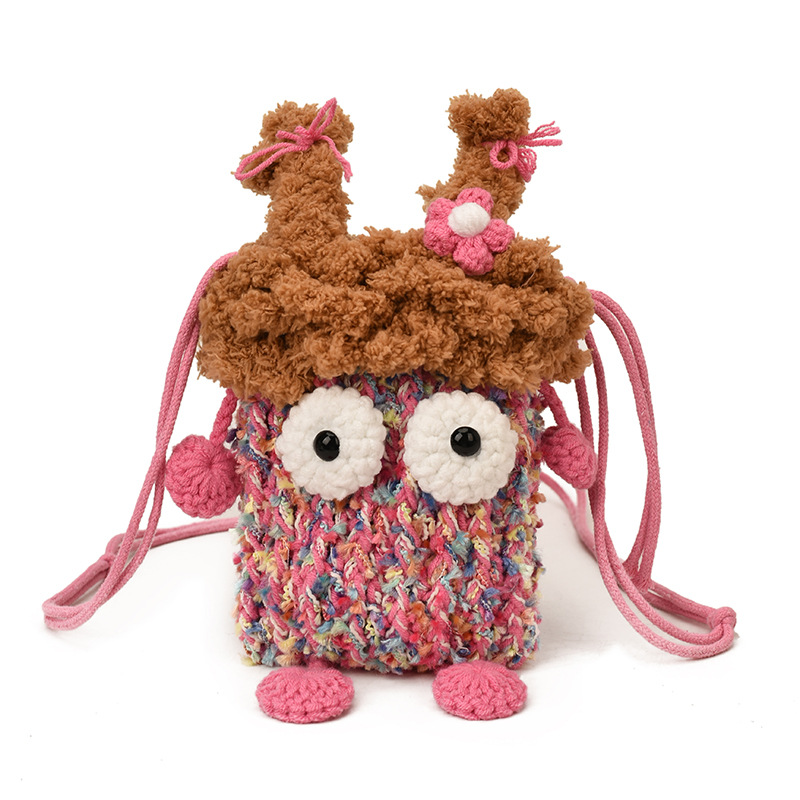 Cartoon cute little monstruos bolsas de niños extrañas bolsas de cambio de niños otoño y invierno ganchillo bolsas de hombro para bebés