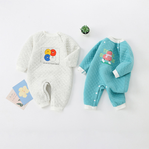 Baby jumpsuit, pure cotton long-sleeved pajamas, newborn clothes, autumn and winter baby clothes, newborn baby boy's sleeping clothes