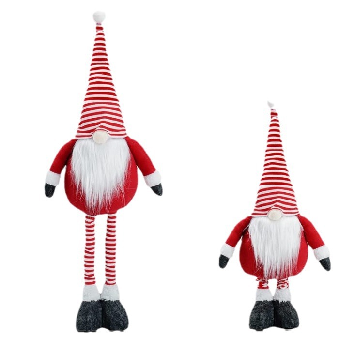 Nueva frontera decoraciones navideñas a rayas sin rostro muñeca de pie muñeca nórdica muñeca retráctil de Santa Claus