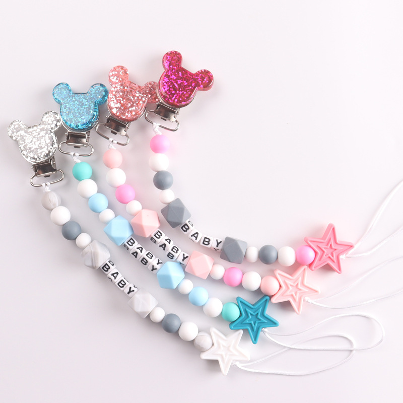 Baby products AliExpress new baby pacifier chain cartoon Mickey nipple anti-drop rope anti-drop chain