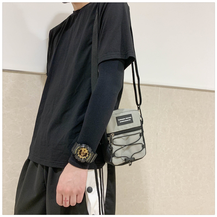 67g Weight Zipper Closure Type Single Shoulder Strap Strap Type Crossbody Bag Bags Type Nylon Material Letter Pattern Streetwear Style Square Shape Khaki, Light Grey, White, Black Color Small Size Small Nylon Letter Streetwear Square Zipper Crossbody Bag 6