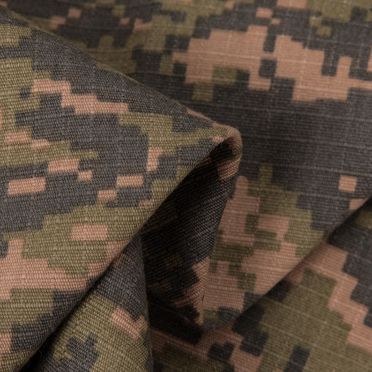 230gsm pequeño diseño anti-desgarro 65% poli 35% algodón camuflaje tela de caza