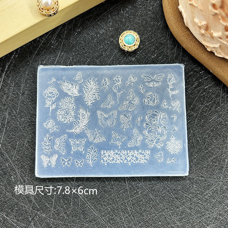 ins新款网红美甲立体浮雕雕花复古欧式西米亚DIY美甲装饰高透模具|undefined