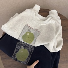 水果印花圆领长袖卫衣女秋冬新款日韩休闲宽松显瘦百搭打底上衣