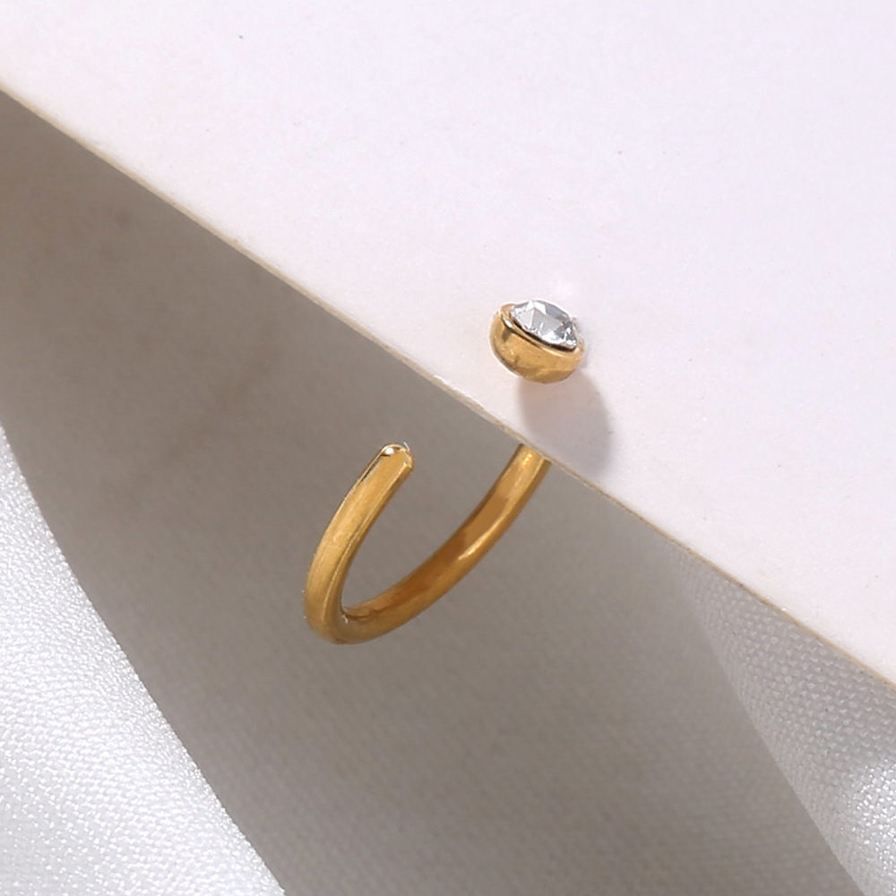niche piercing C-shaped stainless steel rhinestone nose ring diamond nose nail jewelry