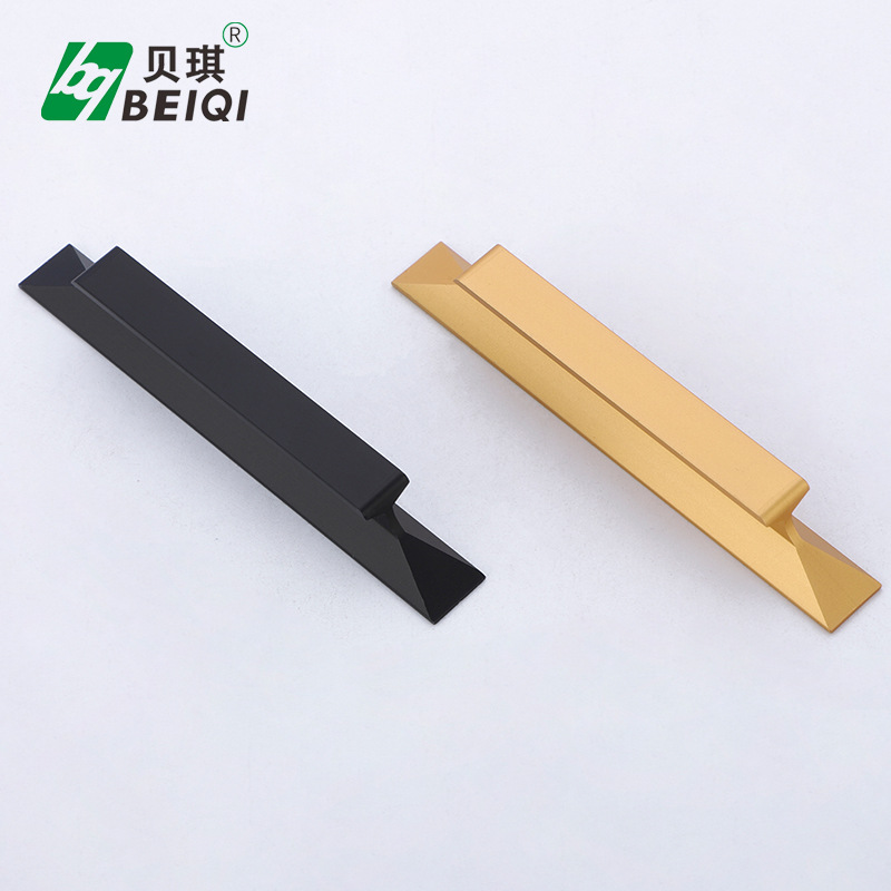Wholesale simple and stylish gold straight handle with extended handle cabinet, wardrobe and bookcase black aluminum pull