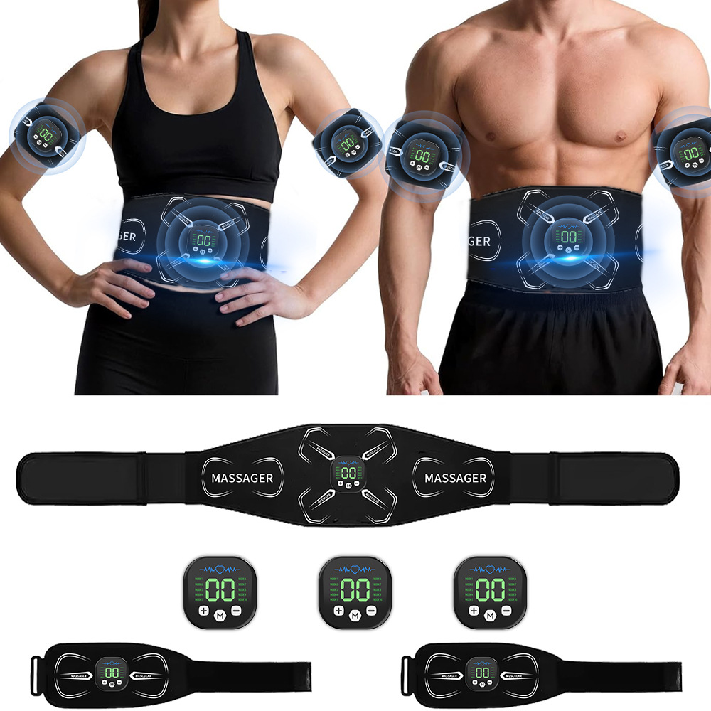 New Ems Smart Fitness Massage Belt Charging Display Abdominal Black Technology Abdominal Muscle Training Waist Massager