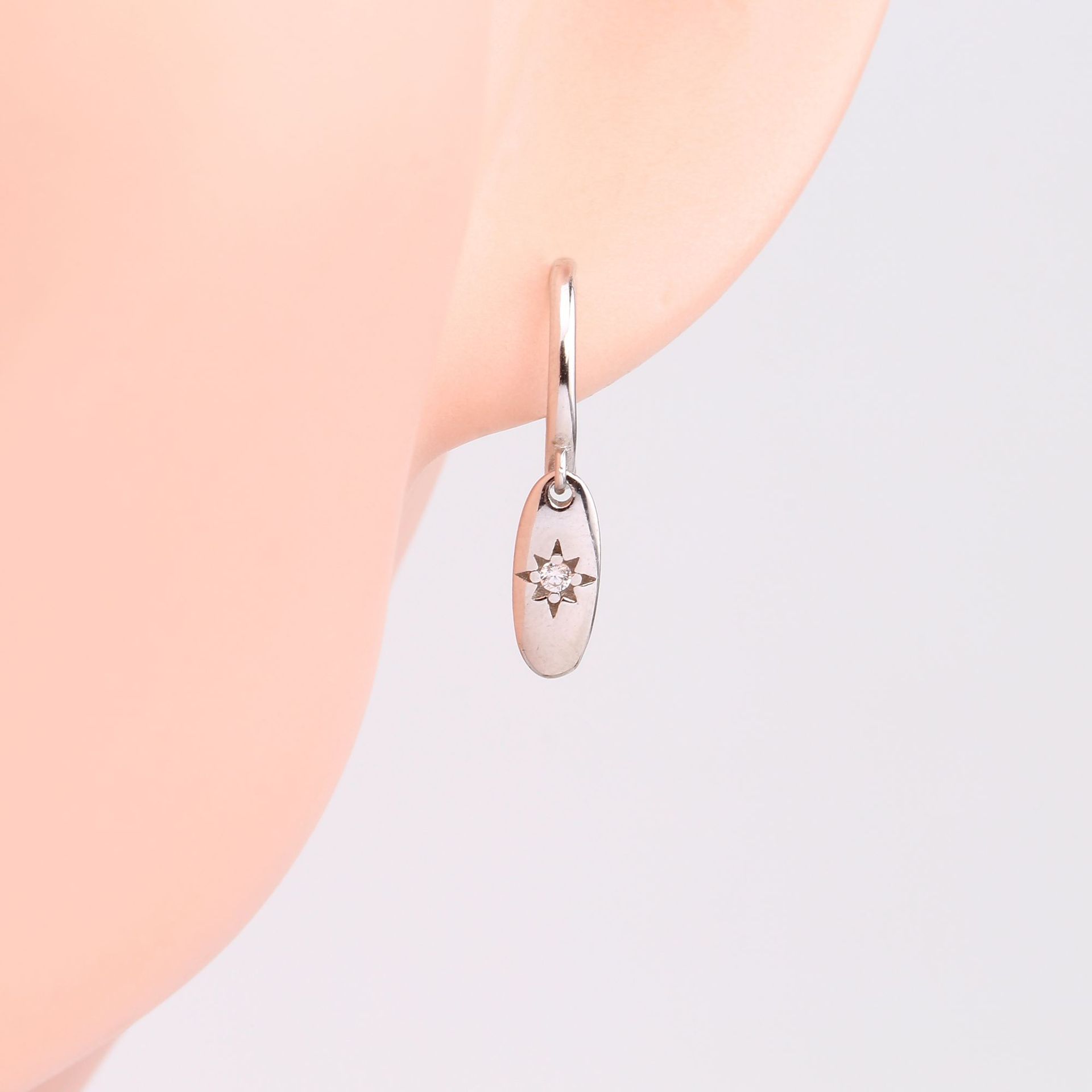 Zircon Inlay Material 1 Pair 925 Sterling Silver Zircon Star Drop Earrings