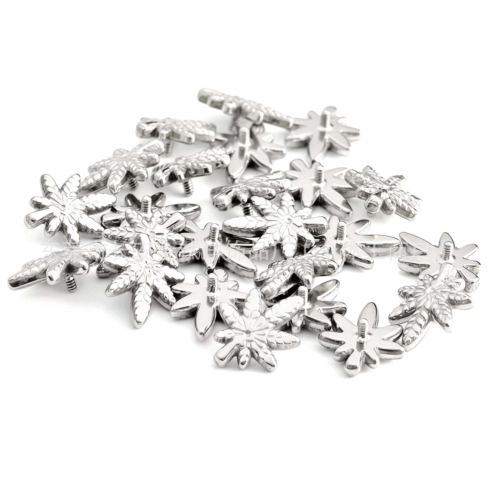 F136 Titanium Leaf-Shaped Flat Back Ear Studs, Cartilage Earrings, Nose Studs, Lip Studs, Body Piercing Jewelry detail image 7