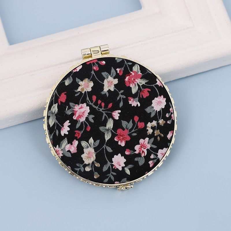 Fashion Artistic Retro Cloth Printing Double-sided Portable Mini Makeup Mirror display picture 1