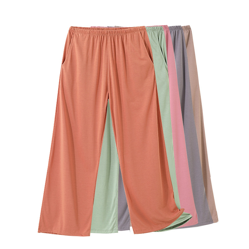 Cool Ice Silk Pajama Pants Summer Women's Pants Thin Capri Pants plus size Household Loose Home Pants Outer Wearing Pajama Pants