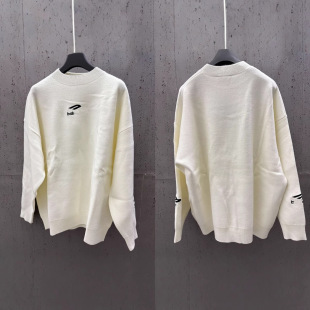 B's New Paris 24Fw Ski Series 3B Wool Embroidered Sweater for Men and Women, Loose Version
