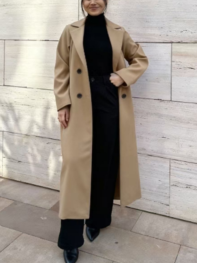 2025 outono e inverno roupas femininas transfronteiriças europeias e americanas Amazon casual multicolorido longo casaco de lã quente de cor sólida