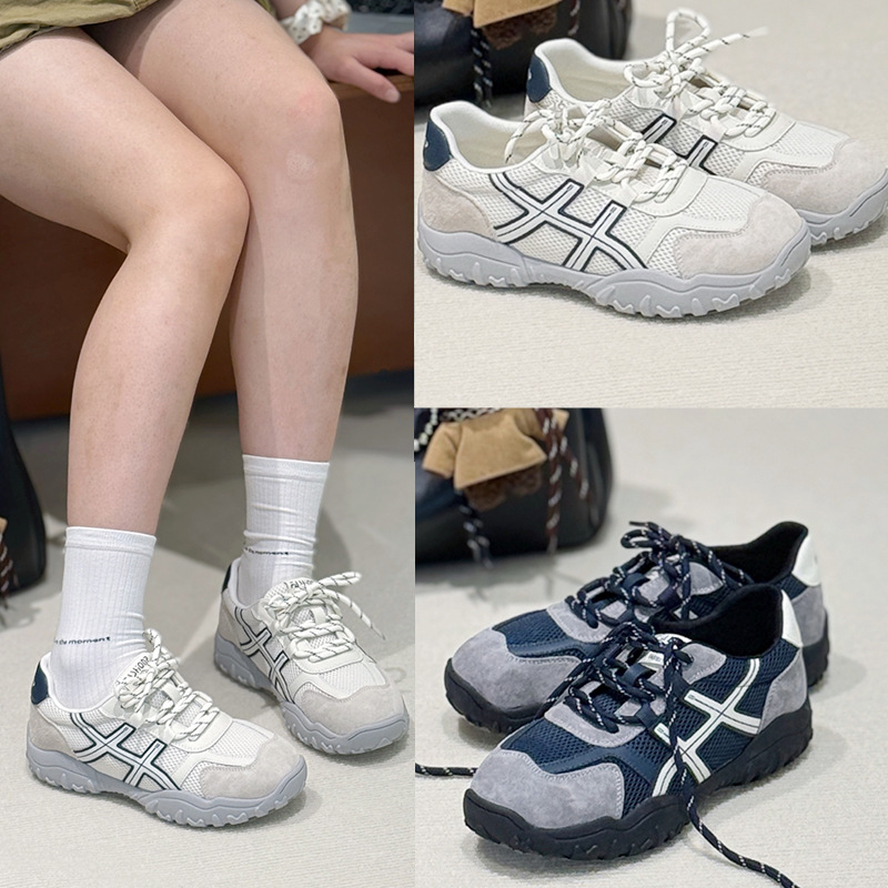 Genuine Leather Thick-Soled German Training Shoes for Women, 2026 Autumn and Winter New Versatile Color-Blocked Mesh Casual Shoes, Breathable Sports Shoes, Running Shoes