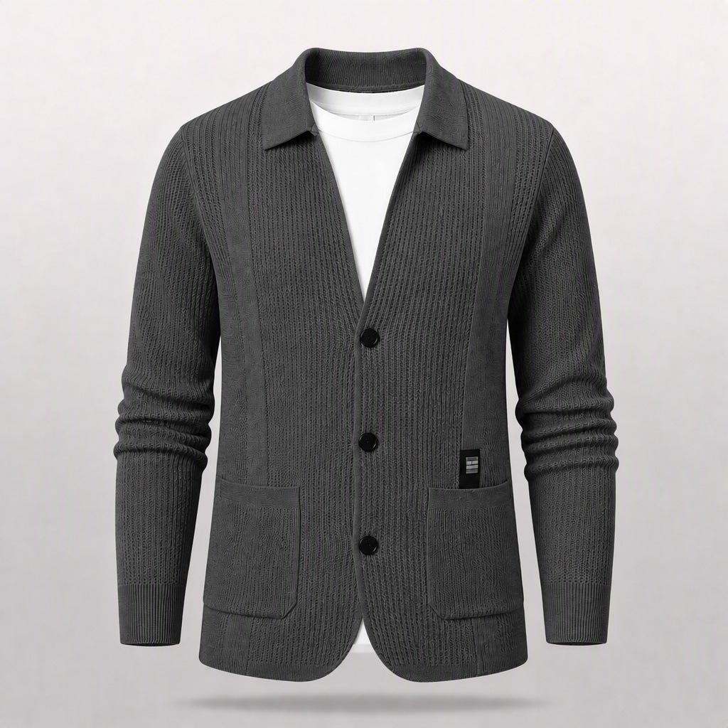 2026 Autumn Men's Knitted Cardigan Sweater, New Spring and Autumn Style, Business Casual High-End Men's Lapel Base Layer Jacket
