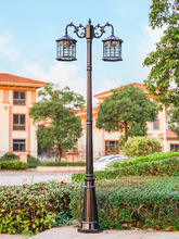 欧式花园别墅庭院路灯户外防水LED高杆景观复古路灯太阳能双头灯