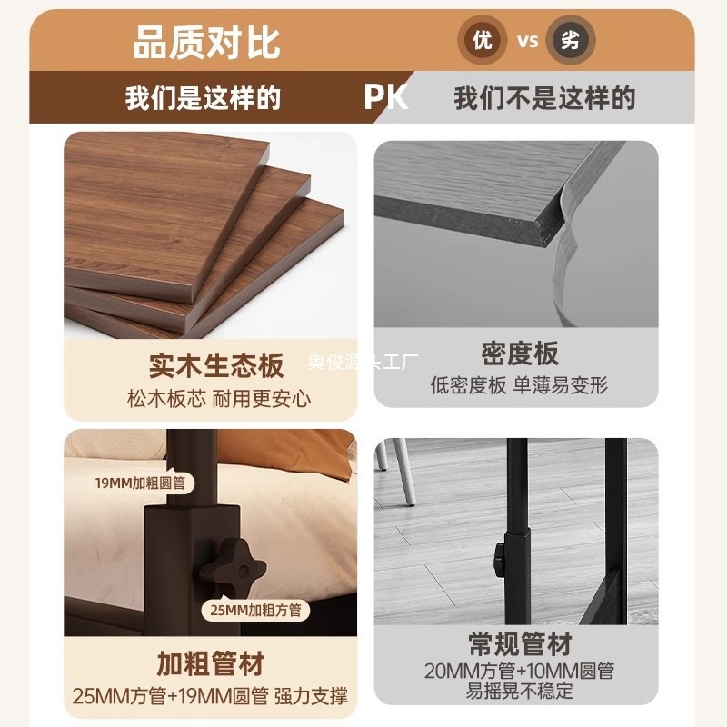 無垢材コアベッドサイドテーブル可動昇降小さなテーブル寝室学生デスクシンプルなオフィスデスクホームコンピュータデスク