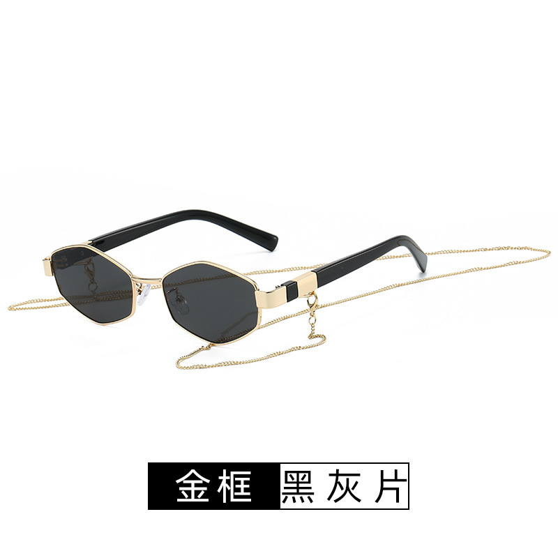 复古个性链条墨镜女轻奢风新款金属眼镜跨境欧美网红潮时尚太阳镜|undefined
