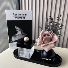 轻奢玫瑰花瓶入户玄关摆件客厅电视柜卧室桌面茶几家居装饰品