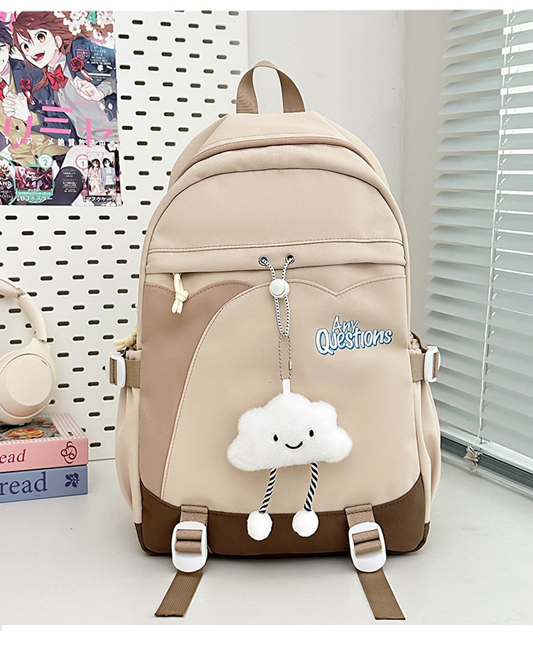 Lightweight Color Block Backpack For School & College - Spacious & Stylish Unisex Bookbag With Cushioned Straps, Multiple Pockets_voghion.com