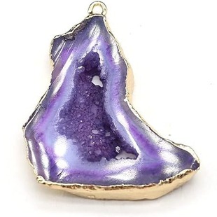 Cross-border natural agate Crystal Bud raw stone cutting single hanging hole necklace pendant European and American style AliExpress cross-border e-commerce goods