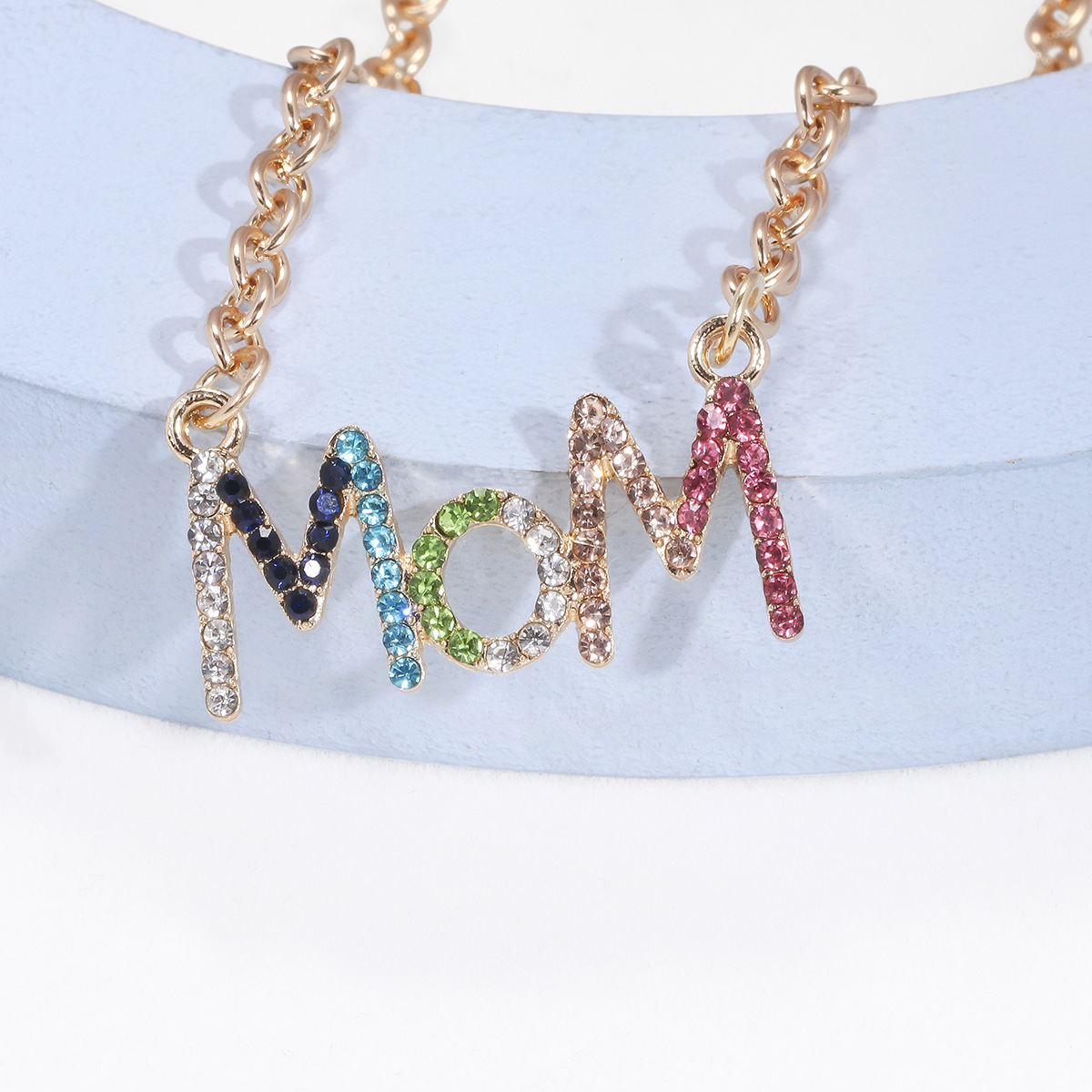 MAMA Lettre Alliage Placage Incruster Strass Fête Des Mères Femmes Collier display picture 5