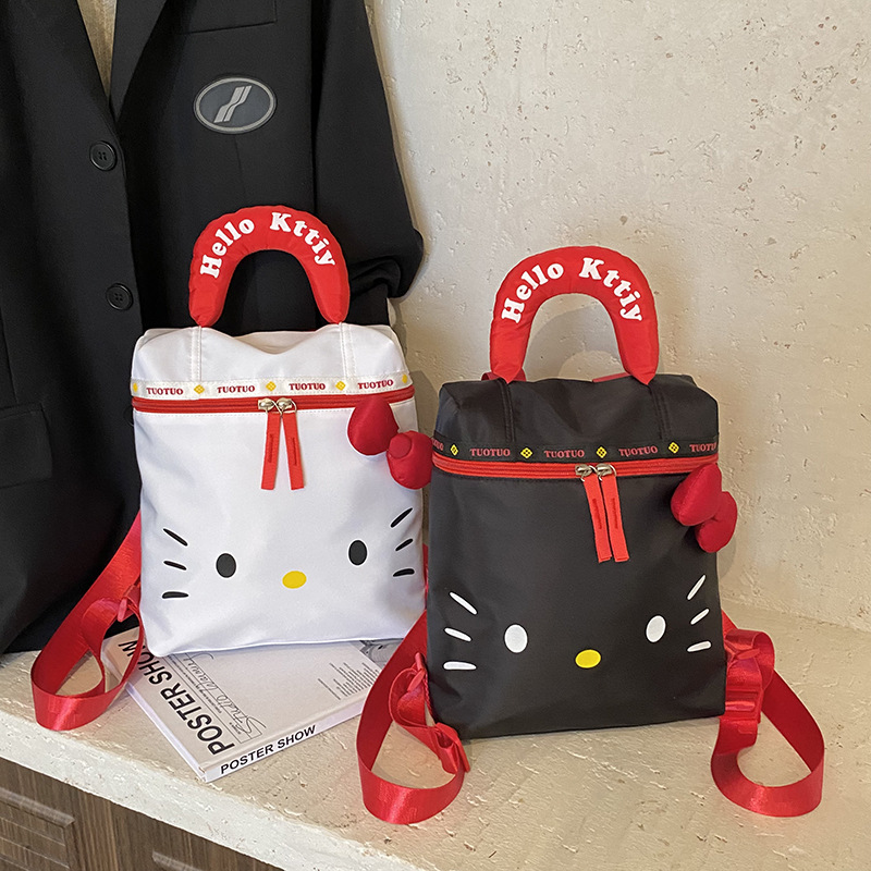 Cartoon Anime Boys and Girls Backpack Cute Kitten Baby Cylindrical School Bag 2025 New Kidsren's Satchel Backpack
