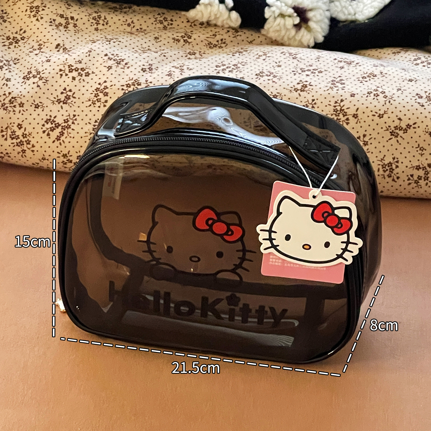 Bonita Hello Kitty Kitty bolsa de maquillaje portátil impermeable de gran capacidad para mujeres bolsa de higiene portátil bolsa de almacenamiento