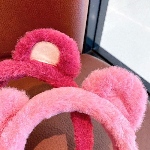 Strawberry Bear Hairband Girls Autumn and Winter Plush Face Wash Anti-Slip Hair Pressure Headband Internet Celebrity  New Cat Ear Hairpin