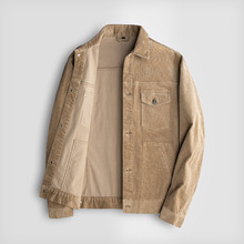 灯芯绒外套男士秋冬美式复古工装成熟稳重休闲宽松翻领简约条绒夹