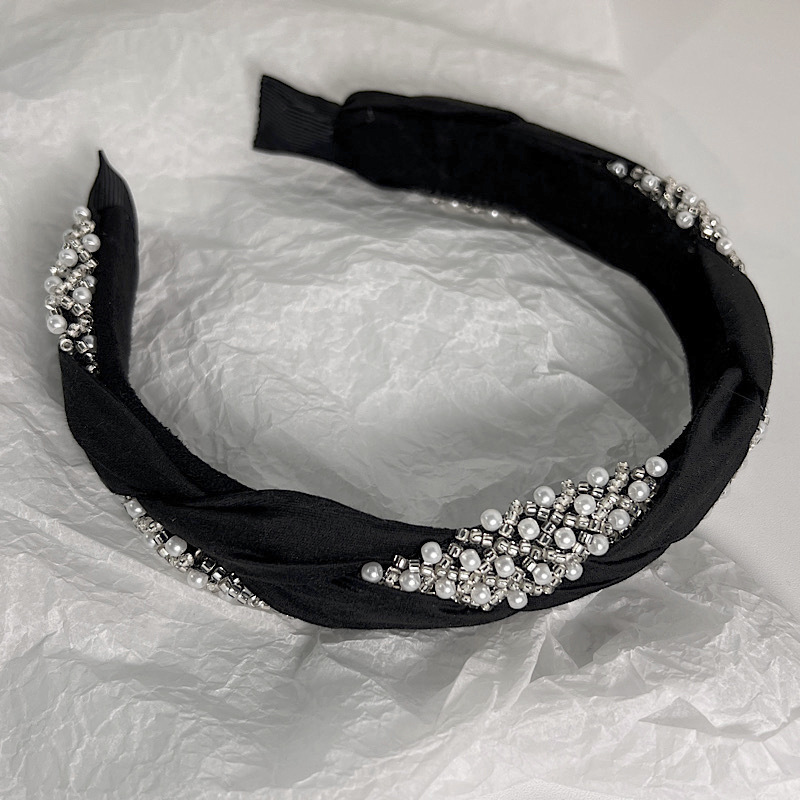 Retro Style Woven Texture Pearl Hairpin Twist Braid Headband display picture 7