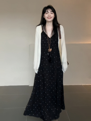 大码胖mm法式纯欲风复古碎花v领长裙女夏季新款修身显瘦连衣裙潮