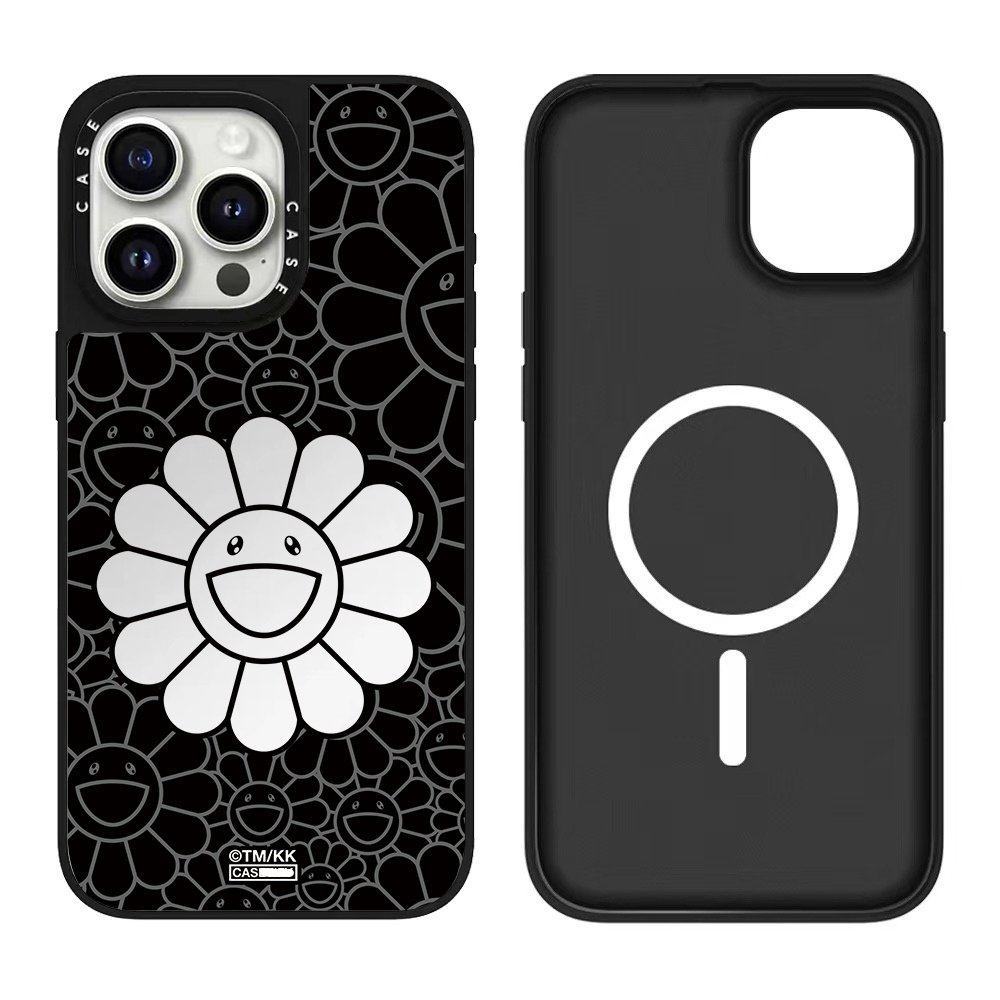 Black sunflower black frame mirror [magnetic magsafe]