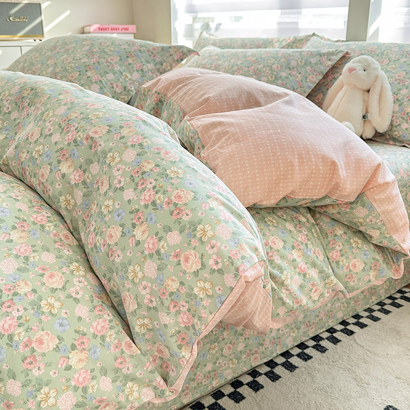 Inswind pequeña flor de algodón cama de cuatro piezas set de algodón puro 2025 nuevo dormitorio sábanas de cama sábanas