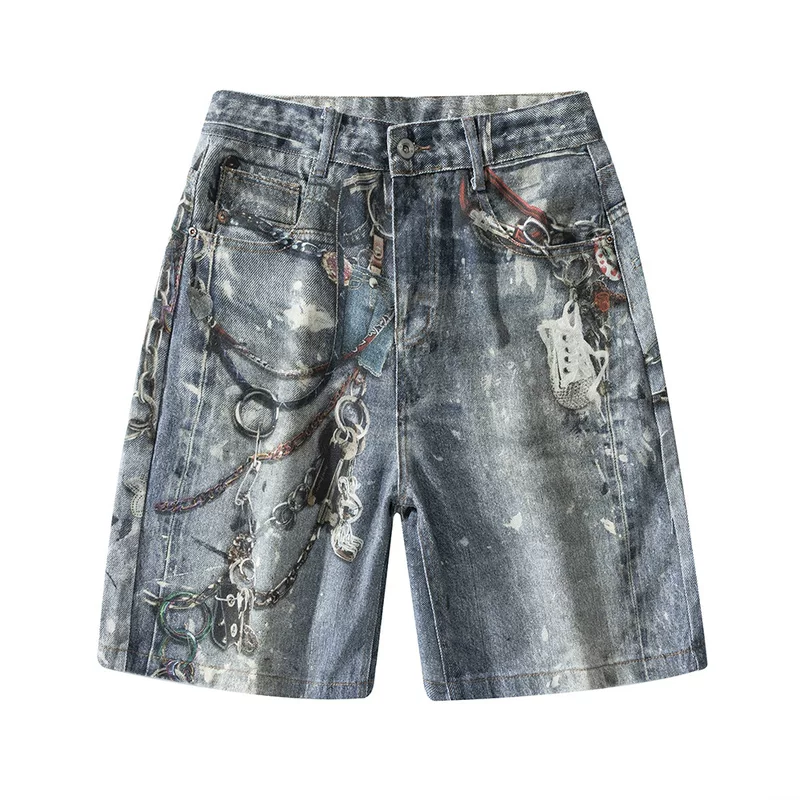 Summer denim trousers, salt solution, loose fit