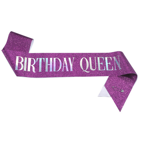 European and American fashion birthday party glitter cloth ribbon birthday queen birthday girl shoulder strap etiquette belt