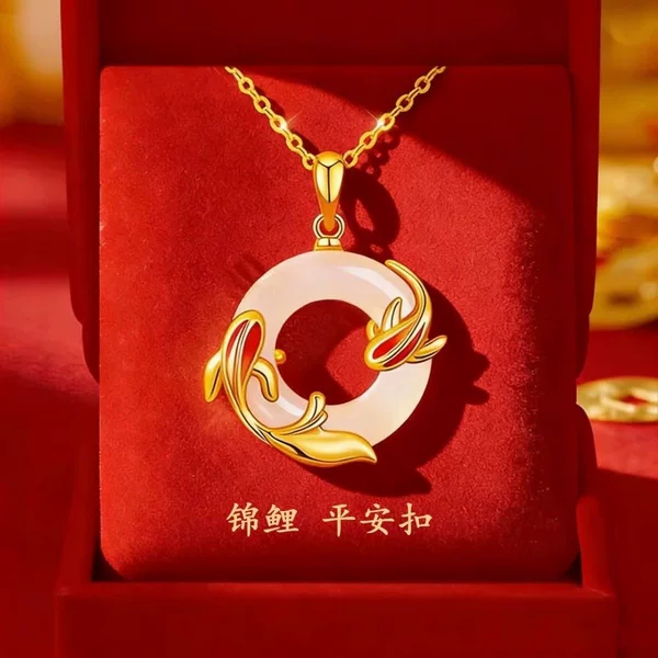 New Koi Fish Peace Pendant Necklace, Exquisite Chinese Style Clavicle Chain, Mother's Day Gift for Mom