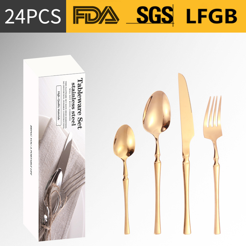 Amazon transfronteriza vajilla de acero inoxidable 16/20/24 traje cintura pequeña cuatro piezas principales caja simple cuchillo, tenedor y cuchara traje