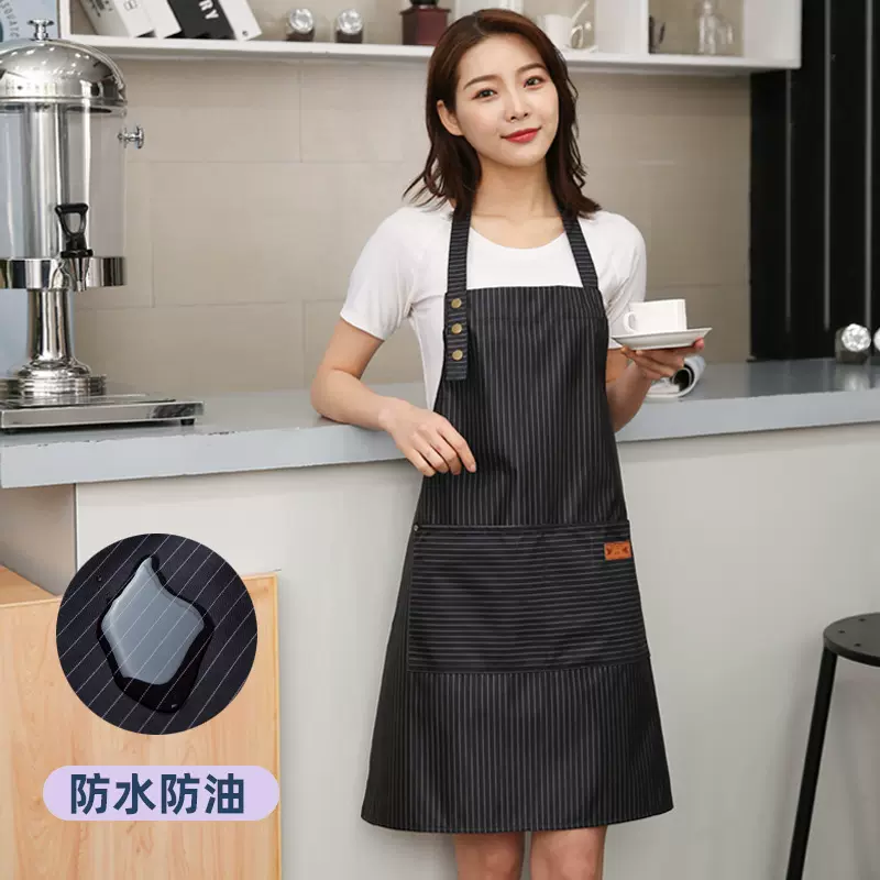 广告围裙logo印字家用厨房韩版时尚工作日式家务防水防油园艺条纹