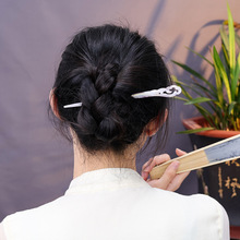 醋酸素白古风云朵凤头发镖盘发发簪高级感新中式汉服复古挽簪子