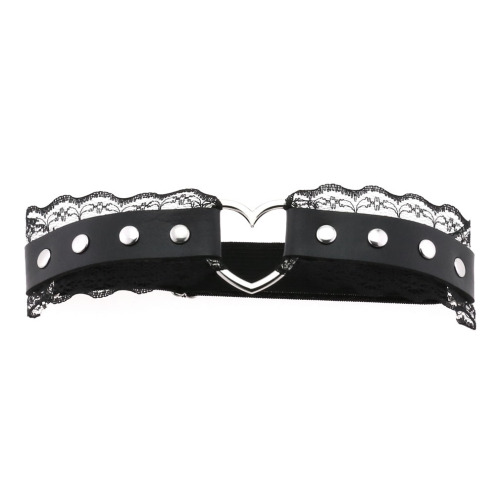 Personality, sexy, aesthetic, punk style, lace leather thigh ring, peach-shaped love-shaped elastic soft girl garter belt