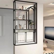 卫生间现代半墙长虹玻璃隔断铁艺置物架洗漱客厅不锈钢屏风玄关