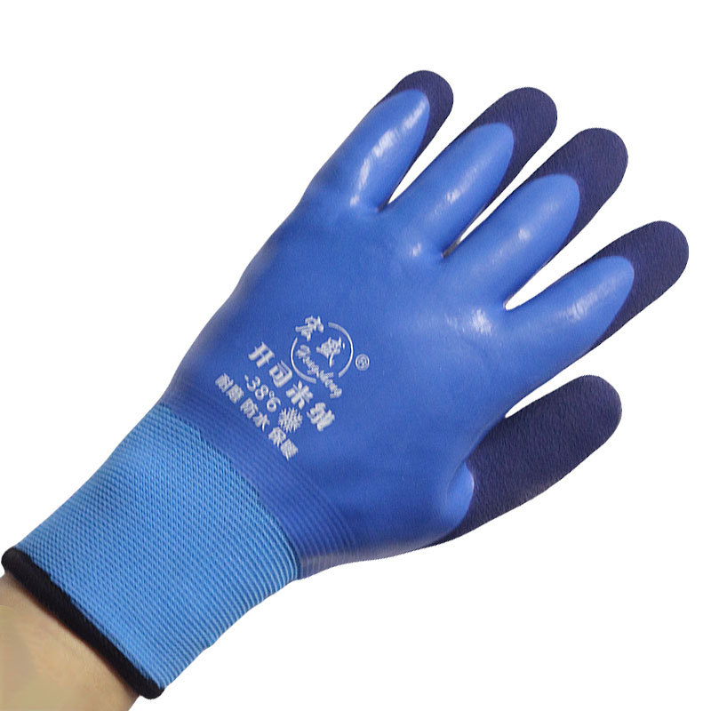 Guantes impermeables de lana de cashmere de doble capa, guantes de caucho de invierno resistentes al desgaste