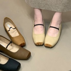 法式复古玛丽珍女鞋2025初秋季新款猪鼻方头浅口单鞋内增高小皮鞋