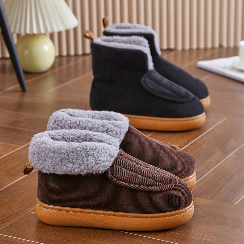 Men's and Women's Large Opening Old People's Shoes Swollen Feet Chubby Warm Cotton Slippers High-heeled Indoor and Outdoor Wearing Cotton Shoes with Beef Sole
