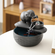 可加LOGO大象流水摆件招财客厅流水喷泉轻奢现代桌面家居装饰品