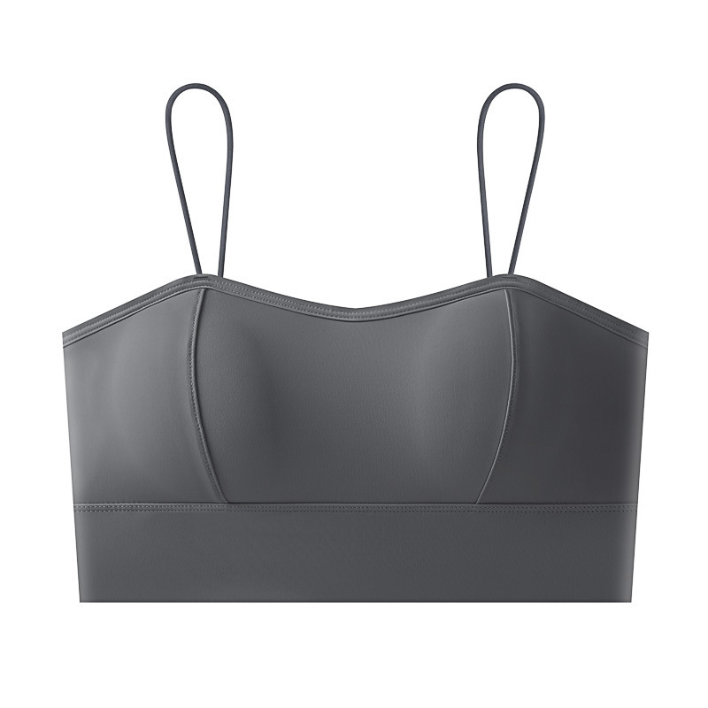 Seda de hielo, tirantes finos para niñas, camisola, gran U de verano, gran espalda sin espalda, almohadilla gruesa para el pecho, base desmontable para evitar la luz