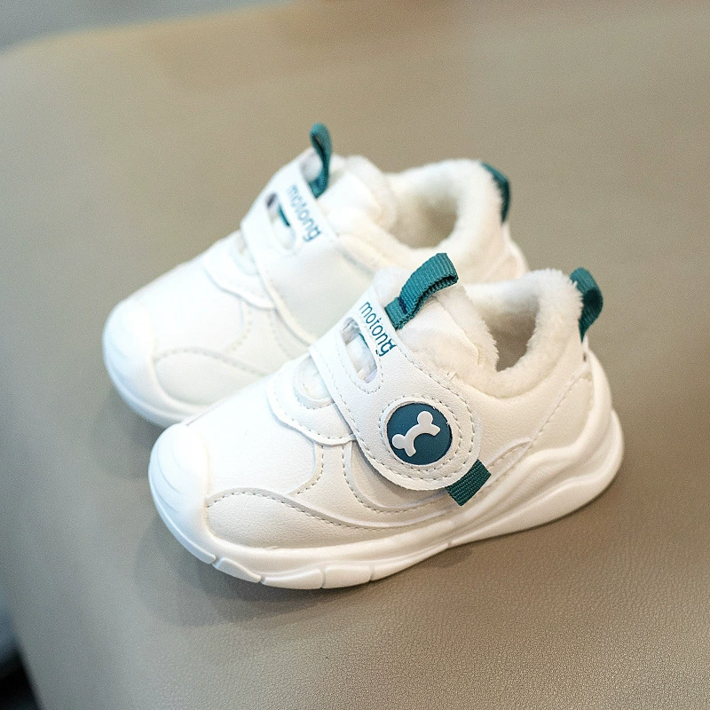 Детская зимняя обувь для малышей, Мужская утолщенная теплая Нескользящая кожаная обувь на флисовой подкладке, 9 месяцев, для девочек и 1 года, на открытом воздухе, с защитой от ударов